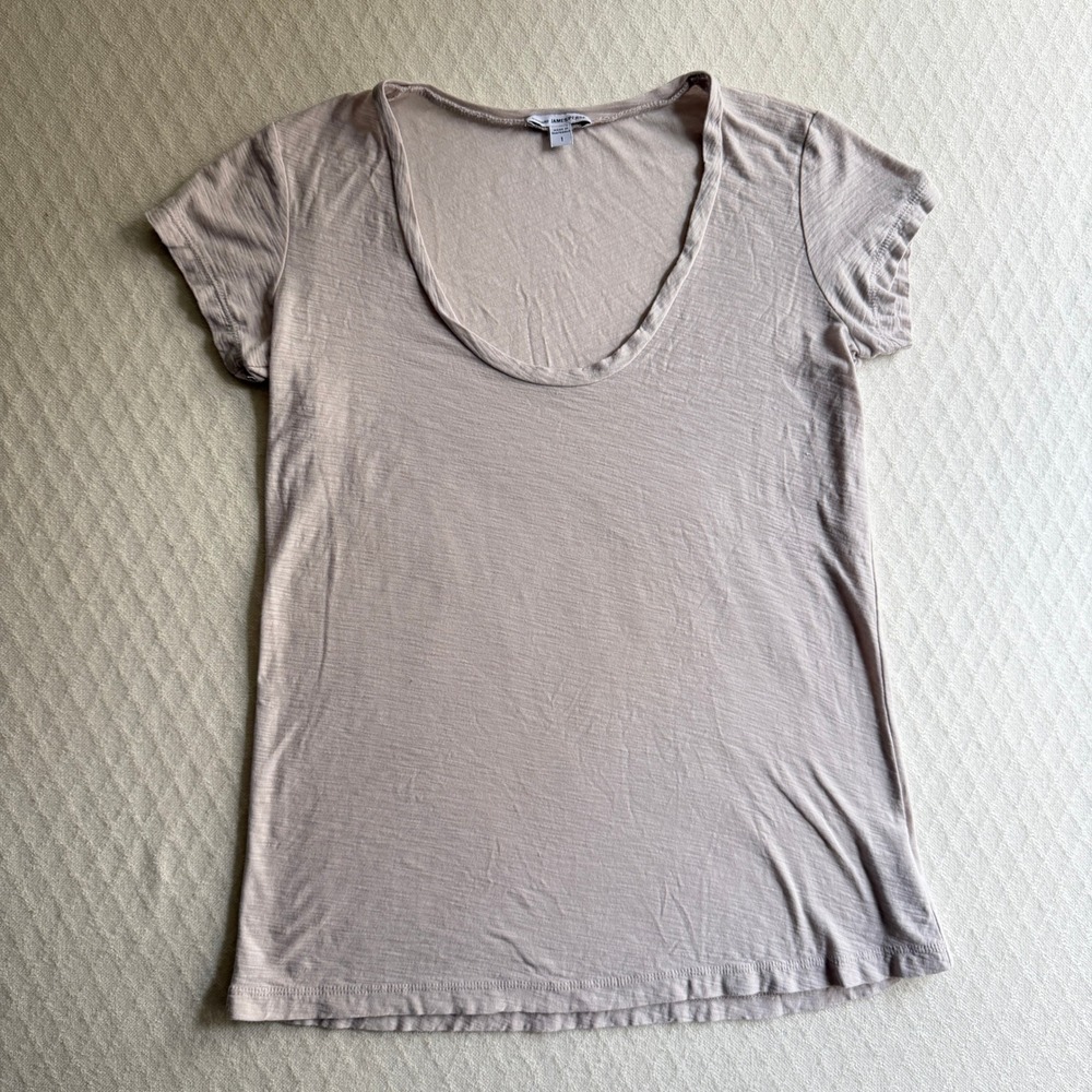 James Perse Standard Scoop Neck Tee Mauve Cotton Modal Minimalist 1 Basics